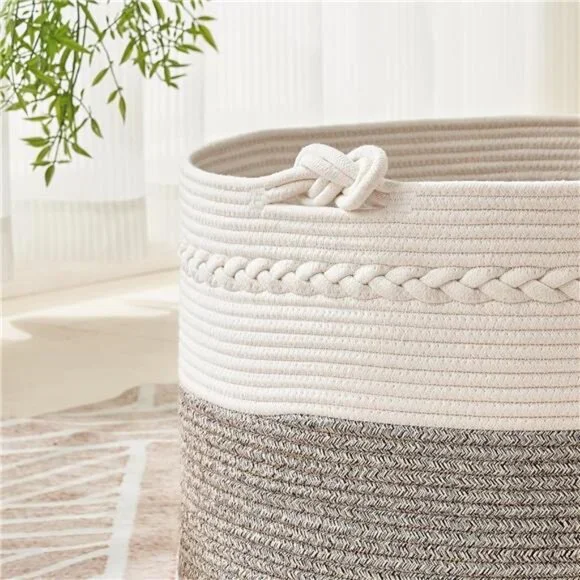 Large Blanket Basket (20"x13"),Woven Baskets for storage Baby Laundry Hamper - Picture 5 of 7